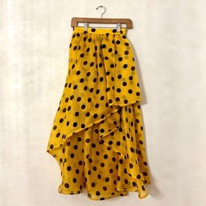 VINTAGE Yves Saint Laurent cascading Yellow Polka Dot Skirt